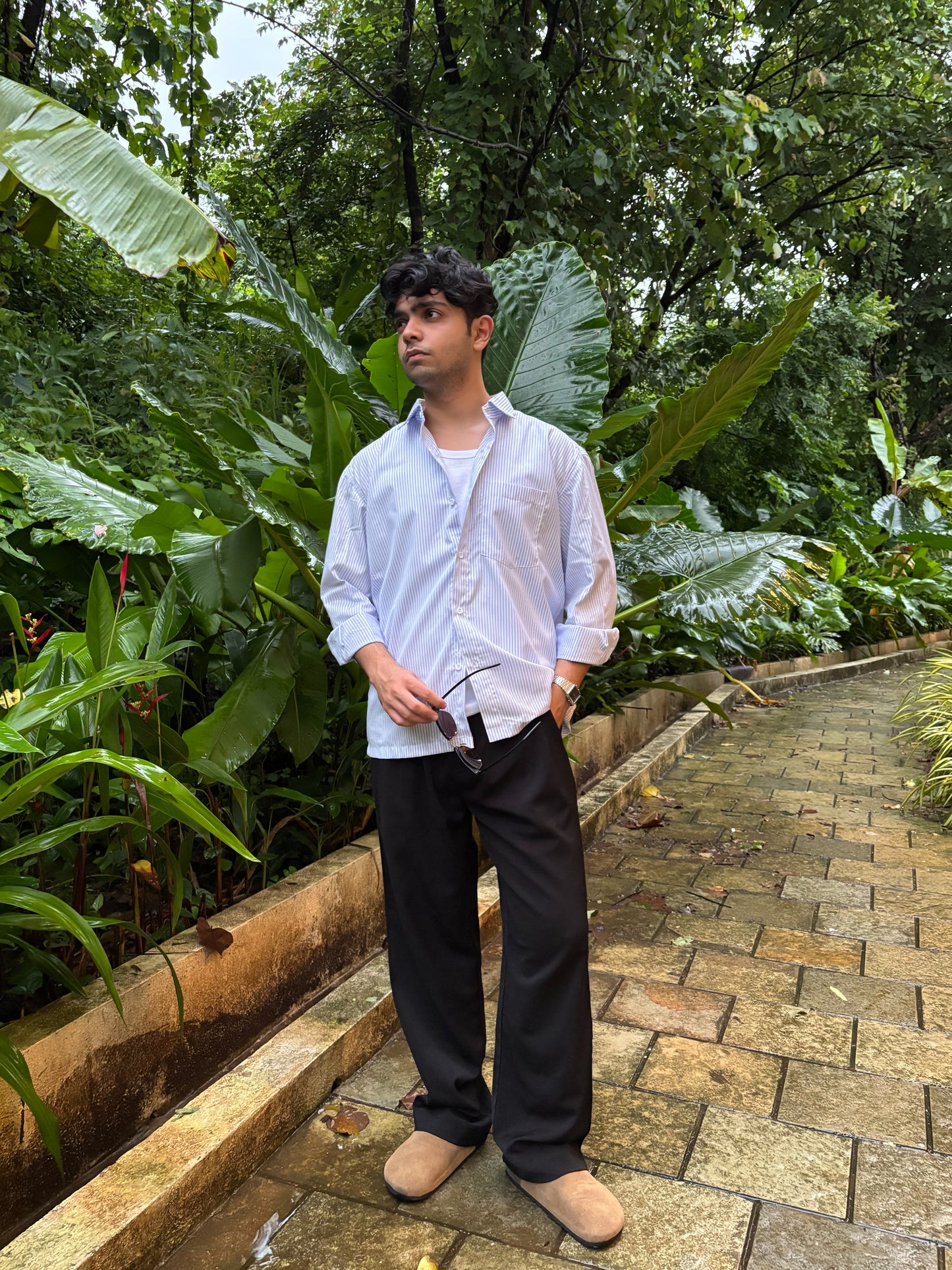 BLUE STRIPED RELAXED FIT SHIRT