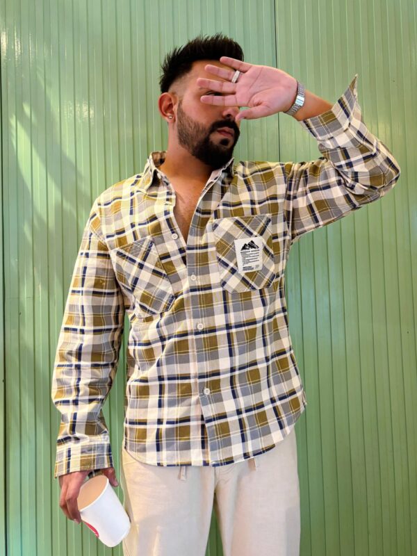 BEIGE CHECK DENIM SHIRT
