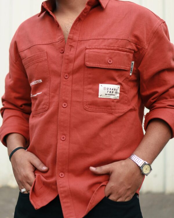 ORANGE CHECK DENIM SHIRT - Image 2